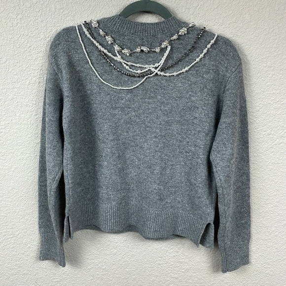 NWT Cinq a Sept Necklace Detail Lilliana Pullover Sweater Wool Blend XXS - Picture 7 of 15